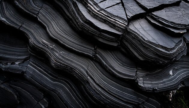 dark layered black shale ideal for geology mining landscaping texture material