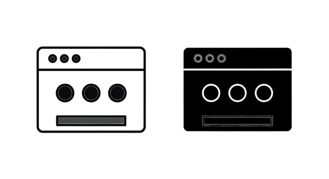 Vector illustration of web browser window icons set, outline and solid style on a transparent background