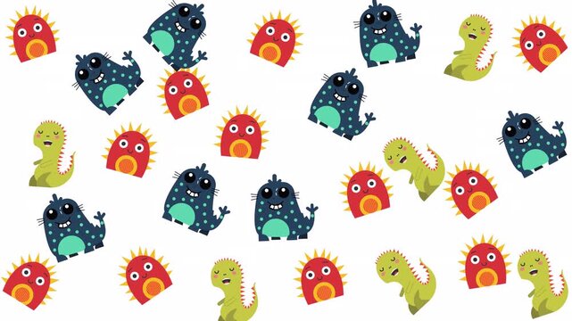 And whimsical toy dinosaurs and monsters on a white background. Perfect for kids products, illustrations, and playful designs.