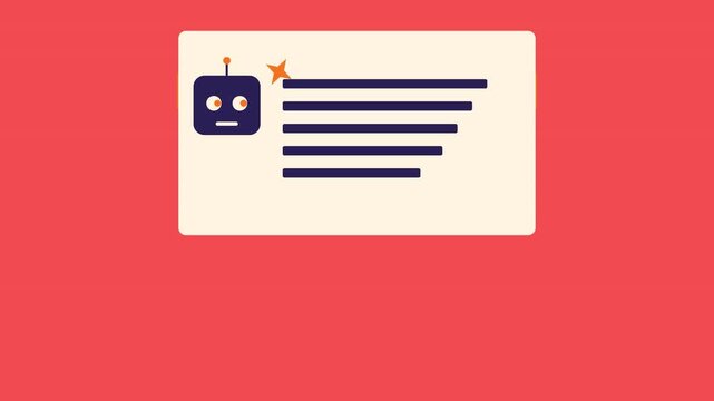 Ai search engine bar interface animation with robot assistant generating text results 4k artificial intelligence