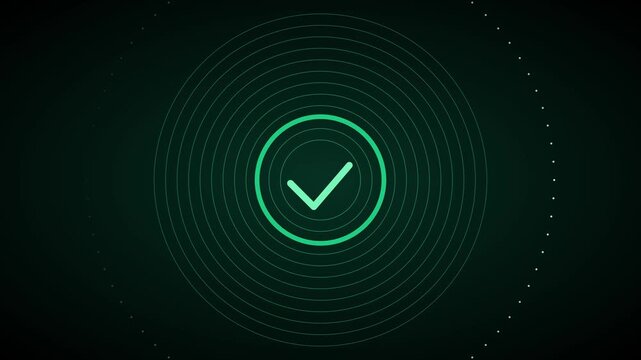 Animated green check mark loading circle for digital interface and user experience animation 4k