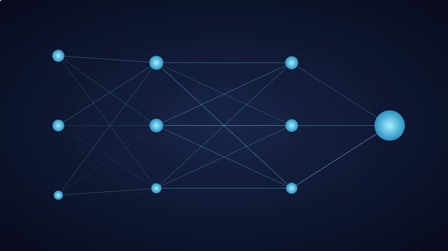 Artificial neural network connection diagram representing deep learning and data science technology animation 4k