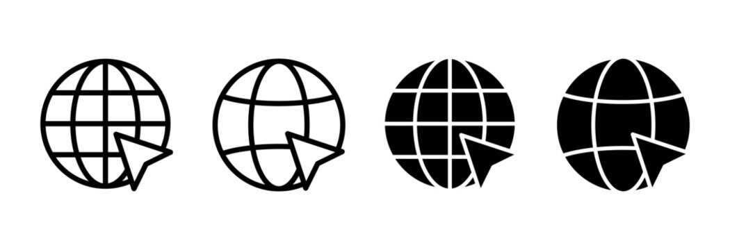 Web icon set vector. go to web sign and symbol. web click icon. Global search icon