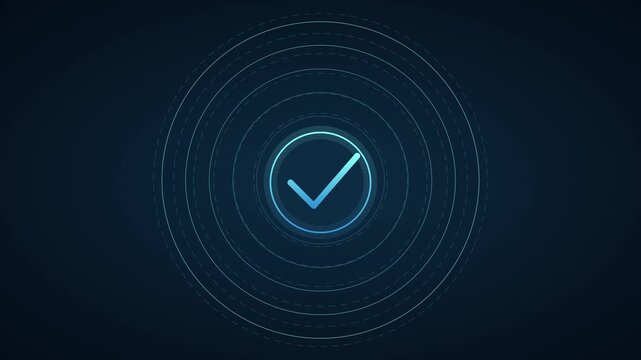 Digital check mark animation with pulsing circles for ui ux and success confirmation 4k