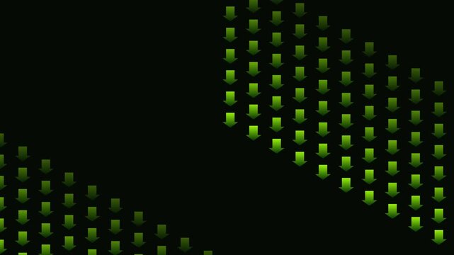 Green arrow pattern motion background, digital abstract technology loop, minimalist for modern presentations animation 4k