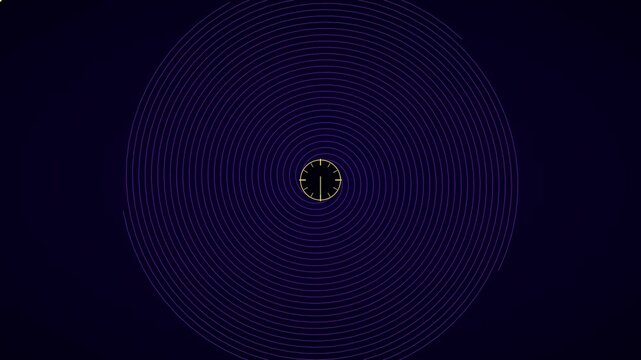 Minimalist abstract clock with rotating spiral animation 4k background, motion for time, management and deadline concepts