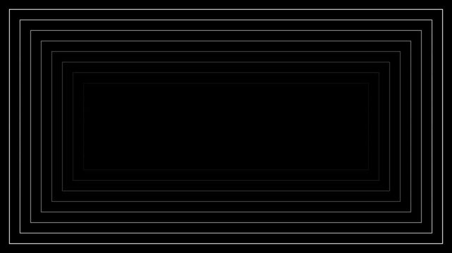 Minimalist abstract geometric tunnel animation with pulsing 4k white rectangles on black background motion