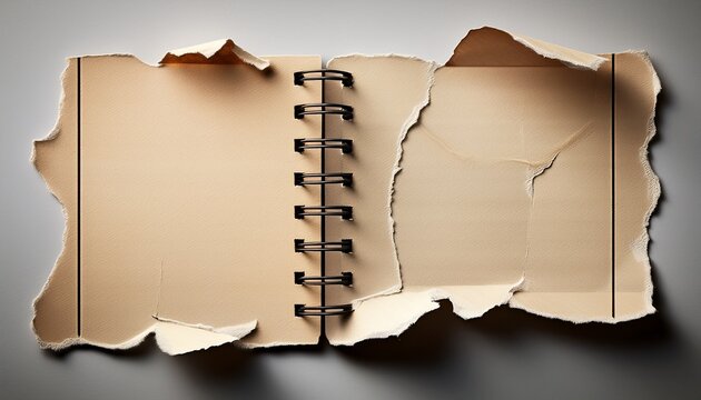torn notebook paper with ragged edges and perforation