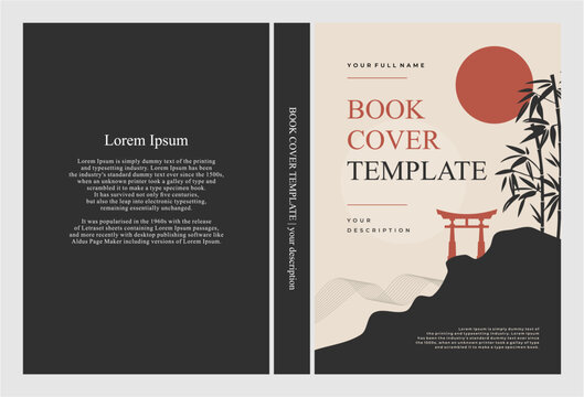 Book cover template with Japanese design elements.