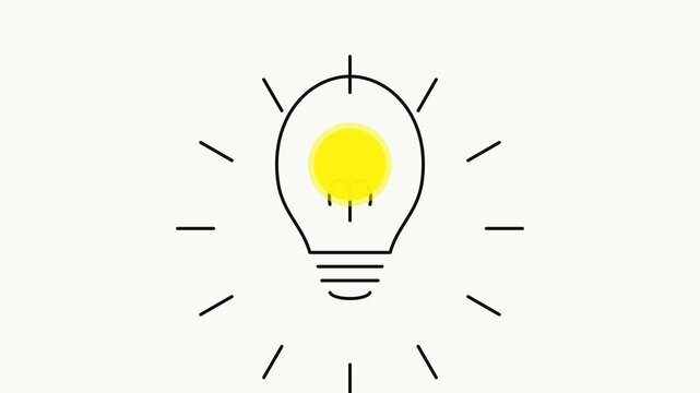 Minimalist light bulb animation idea concept symbolizing innovation and creativity 4k