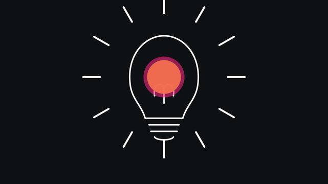 Minimalist light bulb animation with changing colors for creative idea and innovation concepts 4k creativity