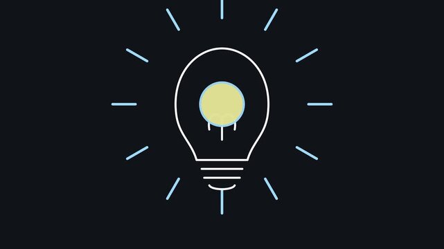 Minimalist light bulb animation with color changing glow for creative idea and innovation concepts 4k