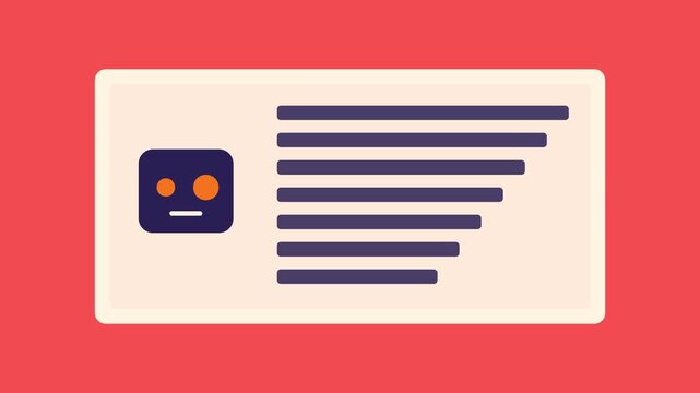 Minimalist robot character animation with dynamic text list and progress bar motion 4k motion interface