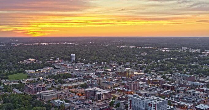 Columbia Missouri Aerial v9 sunset over the vast expanse of landscape, dolly in shot from downtown toward unspoiled land - Shot with Inspire 2, X7 camera - August 2020