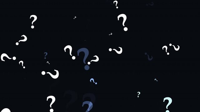 Floating question marks background, animation, abstract concept, of uncertainty and, faq confusion mystery