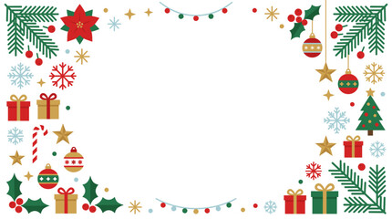 Obraz premium Flat Lay Christmas Holiday Vector Illustration with Decorations, Gifts, Ornaments, and Festive Elements