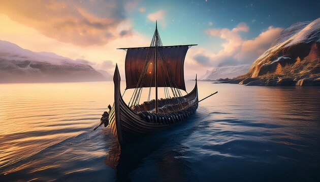 ancient viking ship ai generated