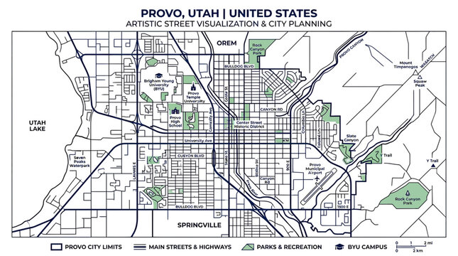 Provo, Utah Artistic Street Map Visualization and City Planning