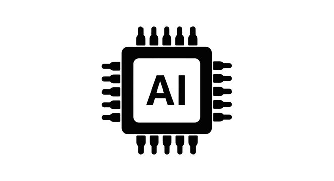 Vector illustration of ai microchip processor icon on a transparent background