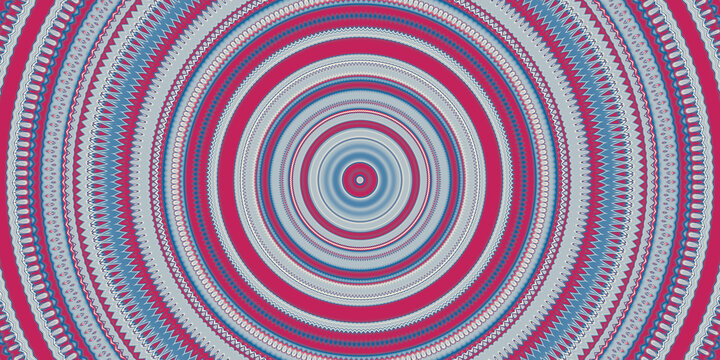 Abstract concentric circle pattern with colorful radial design.