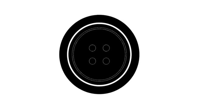 Vector illustration of black button with four holes on a transparent background