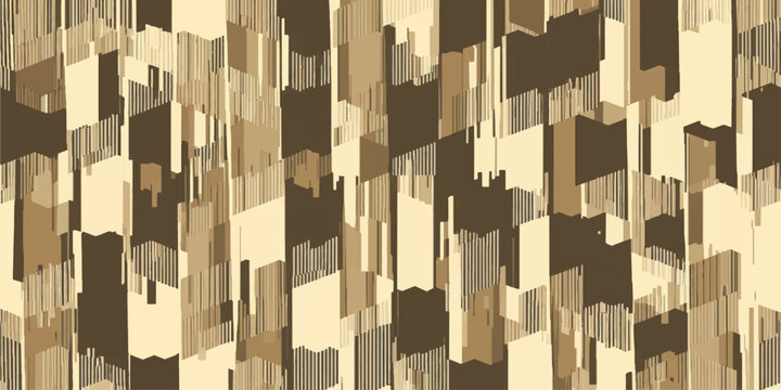 Abstract vertical pixel sorted glitch background with brown and cream geometric blocks