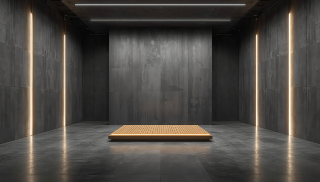 Contemporary exhibition hall interior and blank gary wall