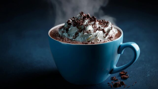 A warm beverage in a cozy setting. Perfect for winter days or indulgent moments.