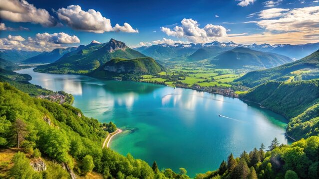 Point de vue sur le lac de darbon en haute savoie