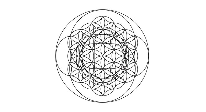 Sacred geometry symbol of interconnected circles and flowers