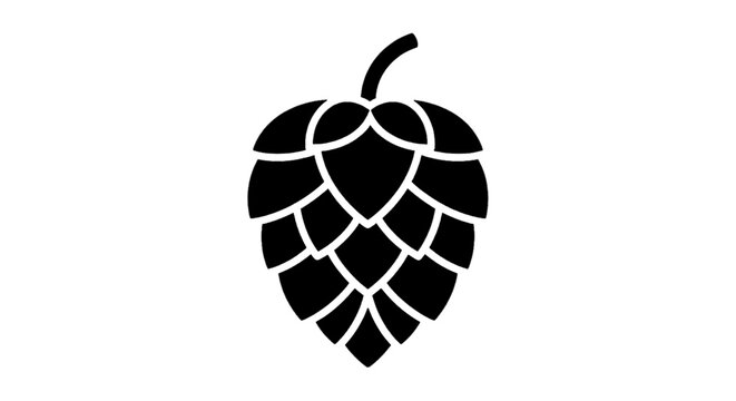 Vector illustration of stylized black hop cone icon for brewing and beer on a transparent background