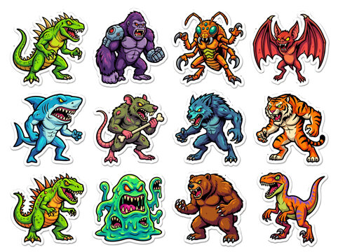Assorted fantasy creatures and monster character set