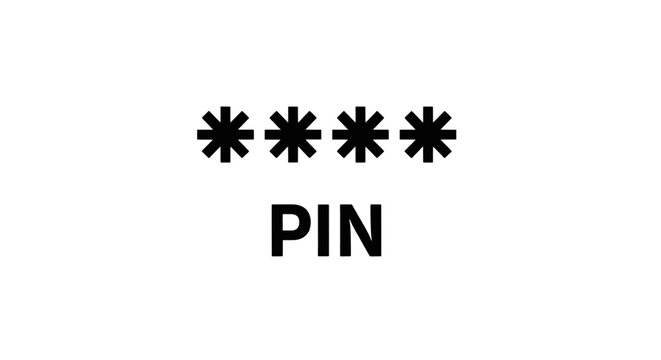 Vector illustration of four digit pin code entry field with asterisk symbols on a transparent background