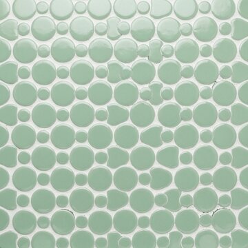 Sage green penny tile mosaic with white grout