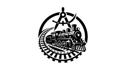 Vintage steam locomotive train icon design. © bapak