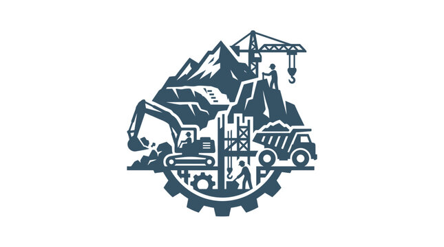 Industrial construction worker logo design.