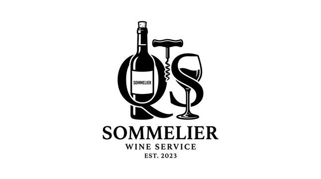 Sommelier Wine Service Logo Design.
