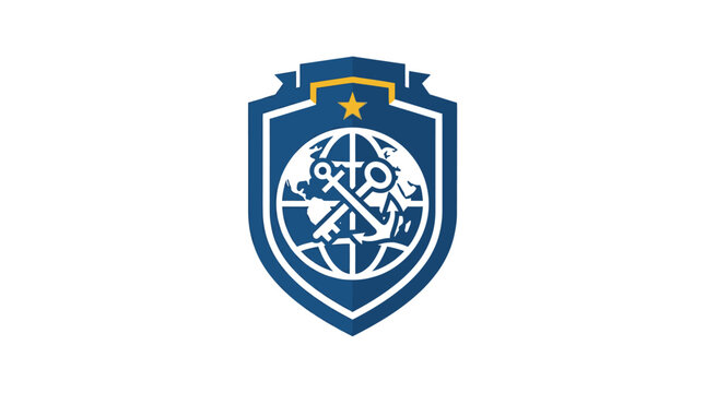Shield logo with star emblem.