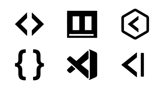 Coding Symbols Set, Programming Brackets & Syntax Icons, Developer Tools Vector Graphics