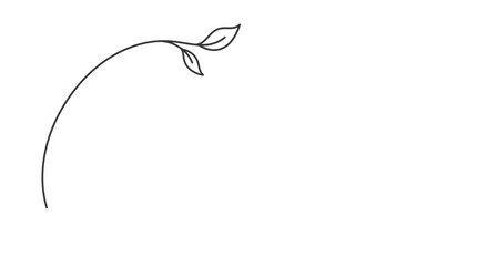 Delicate hand-drawn sprout with two leaves curving gracefully on a white background. © putra