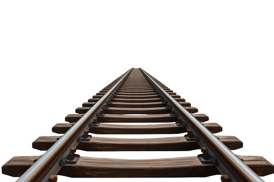 Railway track extending into distance, new journey, future path, business direction, transparent background