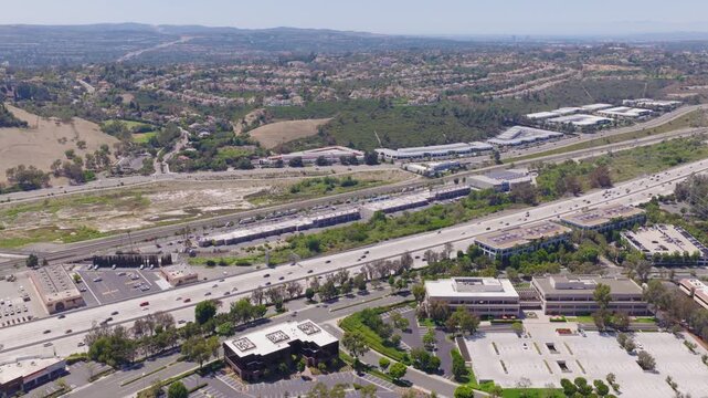 Mission Viejo California Aerial of Interstate 5 and Suburban Offices 01