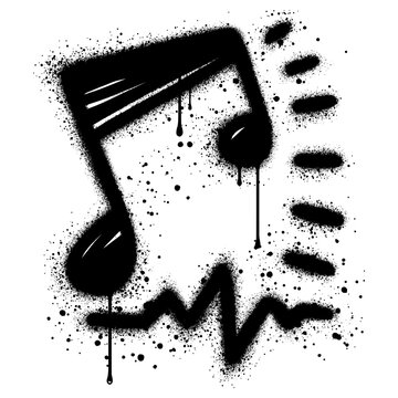 Spray Painted Graffiti Tone icon Word Sprayed isolated with a white background. graffiti Note music icon with over spray in black over white. Vector illustration.