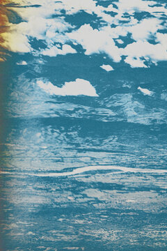 blue sky and sea from an airplane aerial view