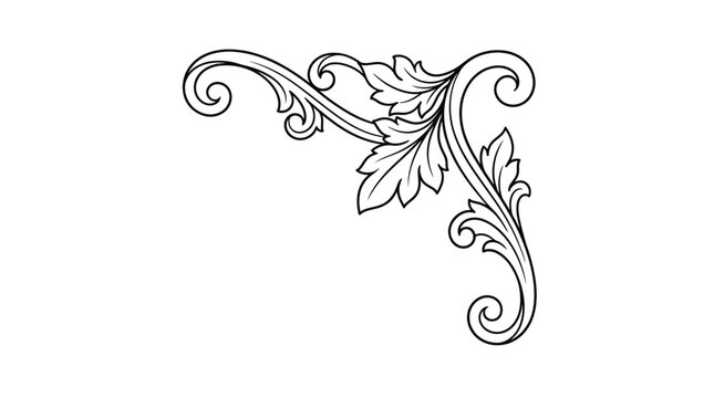 Elegant vintage corner flourish with swirling leaves and ornate scrollwork.