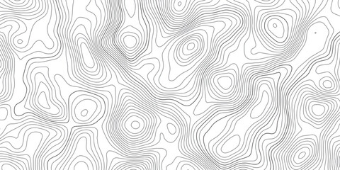 Seamless abstract contour map pattern with black and white flowing lines, representing geographic elevation, liquid terrain motion, and wood grain textures in modern minimalist vector design. © Hasan