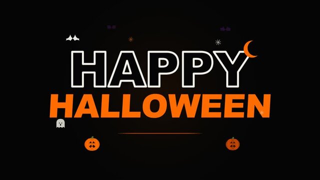 Happy Halloween Animated Greeting with Spooky Icons on Black
