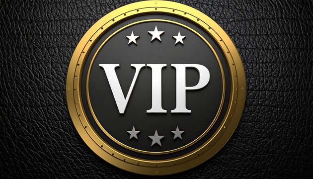 VIP emblem with gold stars symbolizing exclusivity, prestige, and special privileges