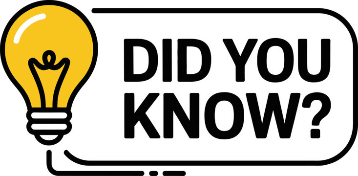 Did you know? question mark in a speech bubble with a bright yellow lightbulb