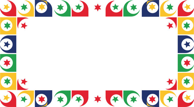 Colorful frame border with various international flags